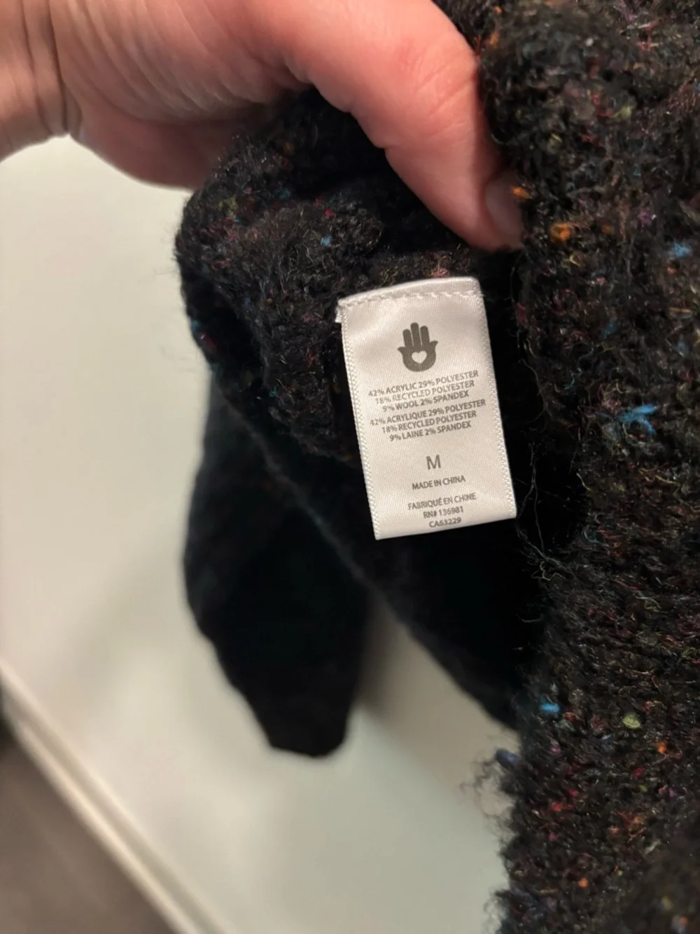NWT Spiritual Gangster Peace Out Black Speckled Crewneck Sweater, size M - Picture 7 of 7